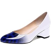 WAYDERNS Women's Solid Patent Slip On Round Toe Block Chunky Heel Pumps Shoes 2 Inch