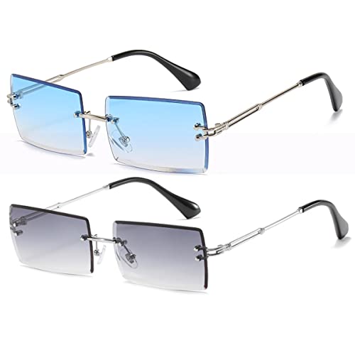 Lunettes de soleil carré sans monture légères anti-fatigue oculaire UV400