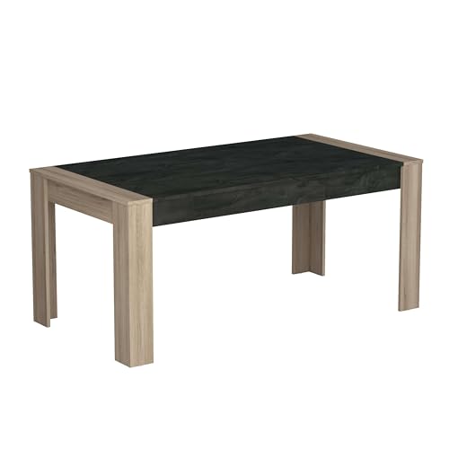 Générique Demeyere Table Haute Sheffield 90x170 - Décor Chene brossé Noir et Bois - L 170 x P 90 x H 77,10 cm