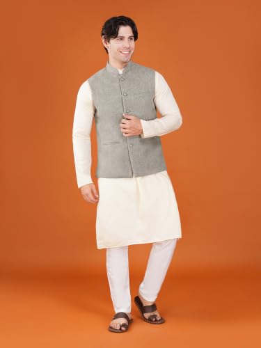 Image of Vastraa Fusion Men's Pure Wool Export-Quality Indian Traditional Nehru Jacket /Woolen Jacket For Men