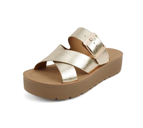 Soda Papaya ~ Women Open Toe Multi-Strap Flatform Sandals2