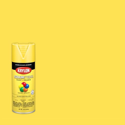 Image of Krylon K05541007 COLORmaxx Spray Paint and Primer for Indoor /Outdoor Use, Gloss Sun Yellow, 12 Ounce (Pack of 1)