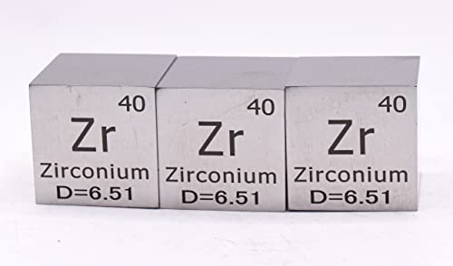 Image of 1 inch 25.4mm Zirconium Metal Cube Zr up to 99.9% Pure Periodic Table Element Engraved Density Collection Science Education Display Block Cube + Acrylic Case Box - 1PC