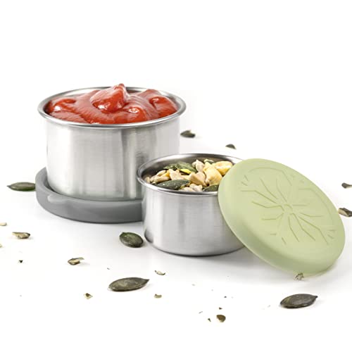 LEKKABOX Dipper, 2er Set (Stone) - auslaufsichere Mini Saucen Behälter | Kleine Döschen für Dressing und Dip To Go | Bento Box Lunchbox Zubehör