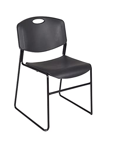 Image of Regency Kobe 60 x 24 in. Mobile T-Base Training Table- Neo Walnut, 2 Zeng Stack Chairs- Black