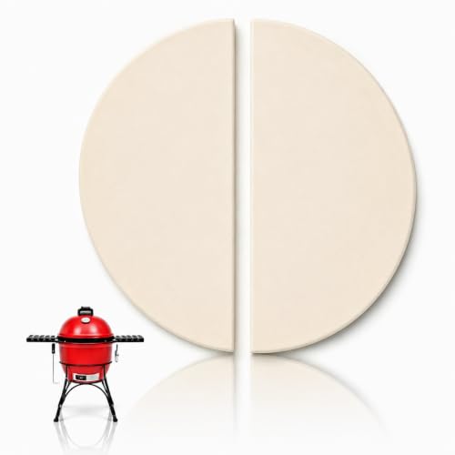 Image of 19.8 Inch Half Moon Ceramic Heat Deflector Plates for Kamado Joe, 2 Pack