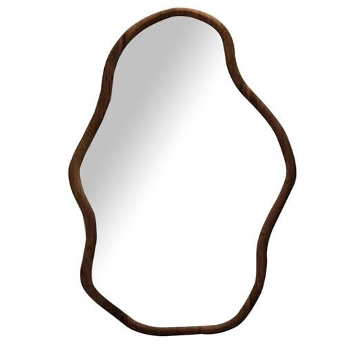 FGXHHS Espejo de Pared Irregular, 24×32 Pulgadas, Marco de Madera Moderno, asimétrico, único, Estilo Vintage, decoración para el hogar, Ideal para Sala de Estar, Dormitorio, baño o recibi