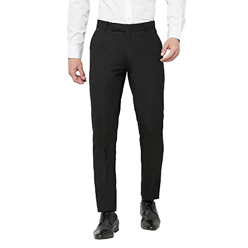 Image of Cantabil Solid Non Pleated Regular Fit Mid Rise Formal Trouser for Men | Formal Pants for Men | Formal Wear Regular Fit Trouser for Men (P-MTRF00044 Black)