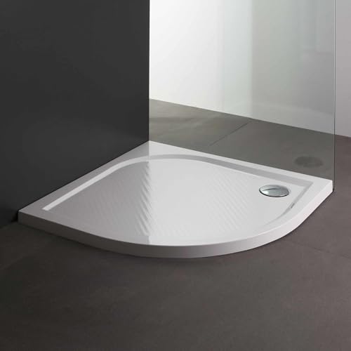 KIAMAMI VALENTINA Mineralguss Viertelkreisduschwanne 80 cm bodengleicher Einbau | Klio