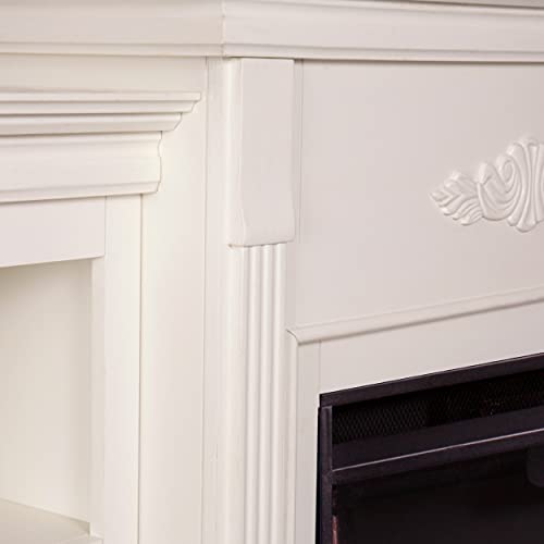 Sei Furniture Tennyson Electric Bookcases Fireplace, Ivory #TOP4