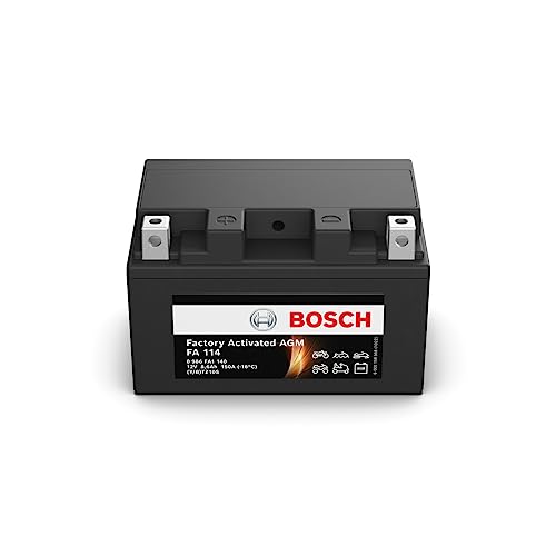 Bosch FA114 - Batteria AGM per motocicli - 12V 150A 8,6Ah - Adatta per moto, motociclette, enduro, scooter, quad, moto d'acqua - Compatibile M6011, BTZ10S