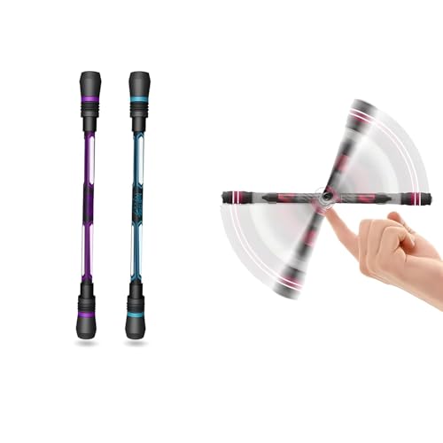 Image of 2Pcs Spinning Pen Mod Set, Rotatable Finger Spinner Rollerball Pens with Non-Slip Weighted Design, Black Ink Writing Pens for Kids, Teens & Students