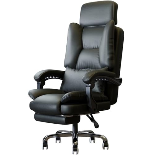 HTTGDGDH Light Brown Executive Reclining Office Chair - Adjustable 155° Wide-Angle Ergonomic Design Supports Up To 242.5Lbs - Ideal For Home & Office Comfort,Black
