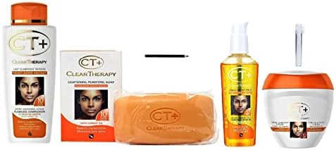 CT+ Clear Therapy Extra Lightening Skin Cream 6.76 & Lotion 8.45oz & Soap 6.17oz & Serum 2.37oz & Liner101 LPS40 Pencil & Sample Fragrance