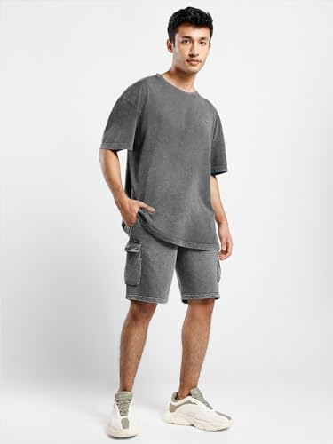 Image of Nobero Oversized Co-ord Set for Men |Cargo Shorts Co ord Set for men | Oversized Fit | Cargo Pockets | Matching Top & Shorts | Casual & Streetwear