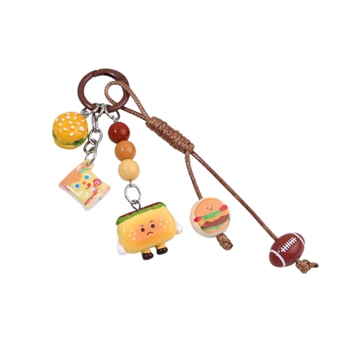 ZYHARUKO Porte-clés en résine de hamburger ludique décoratif fin et léger pour sac à main adultes enfants ceinture de téléphone hamburger créatif,...