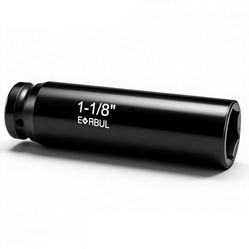 EVRBUL 1/2 Drive 1-1/8 Extra Deep Impact Socket Heavy Duty 6 Point Design Heat-Treated for Automotive Truck and Heavy Equipment Repair