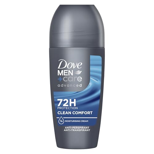 Dove Men+Care Advanced Clean Comfort Men's Antiperspirant Deodorant Roll On with ¼ moisturising cream & Anti-Odour technology for 72 hour protection against sweat and odour 50 ml