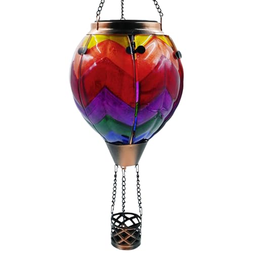 Lanterne Solaire Montgolfière Dranng - Lumière Flamme Vacillante - Étanche - Pour Jardin, Terrasse, Fêtes