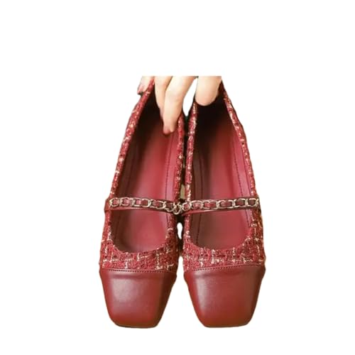 Women Flat Shoes Fashion Outdoor Soft Casual Plaid Square Toe Slip On Shoes Dance Shoes