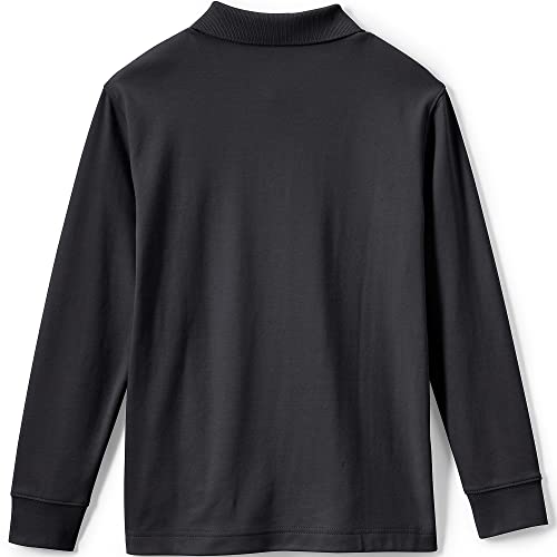 Lands' End School Uniform Kids Long Sleeve Interlock Polo Shirt X-Large Black #TOP1