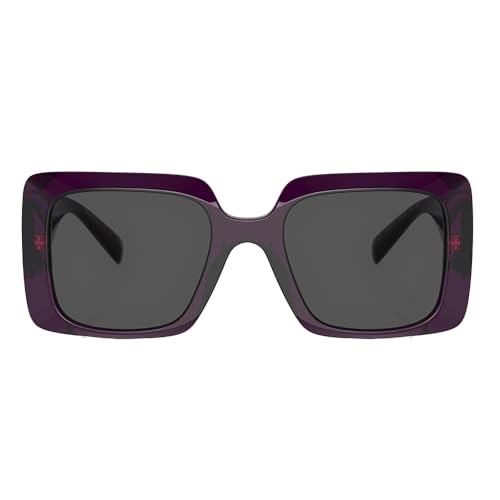 Versace VE 4405 538487 Transparent Purple Plastic Rectangle Sunglasses Grey Lens2