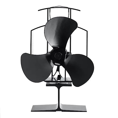 Agwuoetr Ventilador de Estufa de LeñA Ventiladores de Chimenea Alimentados por de 4 Aspas de DiseñO PequeñO para LeñA/Quemador de LeñA/Chimenea Negro TP2001-3