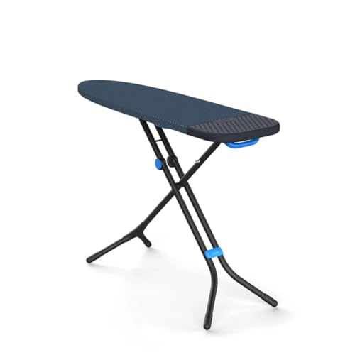 Joseph Joseph Glide Ironing Board 130 x 38cm with Compact Adjustable Legs and Integrated Heat Resistant Steam Iron Rest, Printed Cotton Cover, Black/Blue