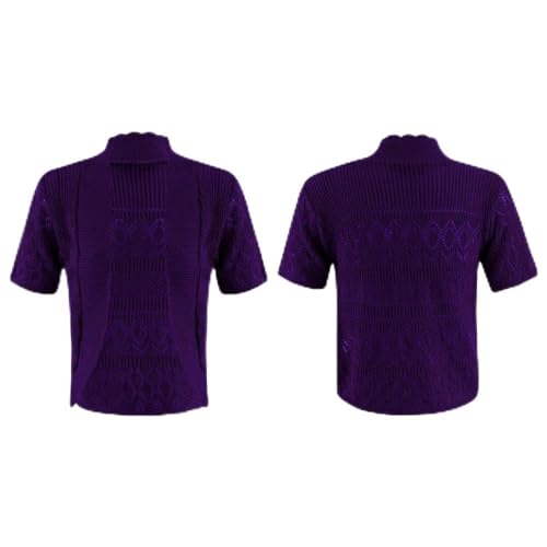 Chaqueta de manga corta negra morada talla XL de punto para mujer