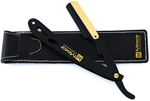 Black & Gold Combination Stainless Steel Barber Exchangeale Blade Straight Edge Barber Shaving Razor -Safety Razor -Macs-045B #TOP2