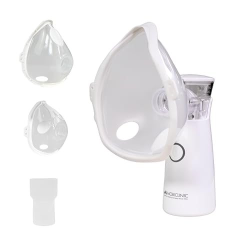 Mobiclinic®, Nebulizador Portátil, Boquilla y 2 Mascarillas, Adultos y Niños, Estuche de Transporte, Silencioso, Compacto, Asma, Bronquitis, Nebumobi1