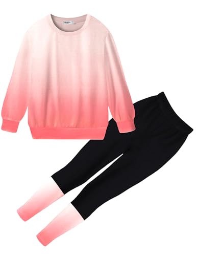 Arshiner Toddler Girls Sportswear 2 Piece Crew Sweatshirt Top and Patchwork Leggings Set Little Kids Girls Clothes 4T 5T