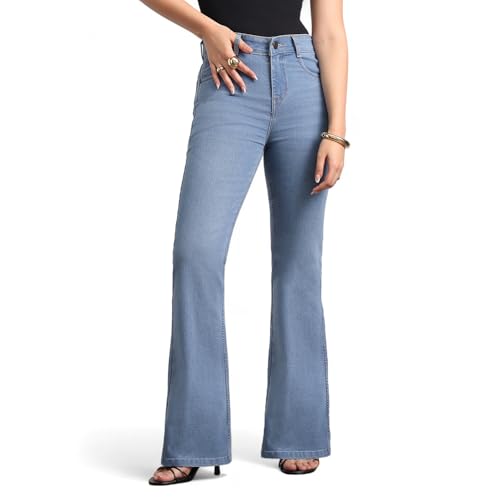 Image of Urbano Fashion Women's Mid Rise Bootcut Washed Jeans Stretchable