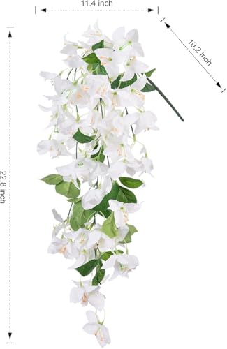 Image of Nutts Artificial Bougainvillea Silk Vines Creepers Hanging Flower Garland for Wedding & Home Decoration, Flower Garland (2, Bougainvillea Creeper (White))