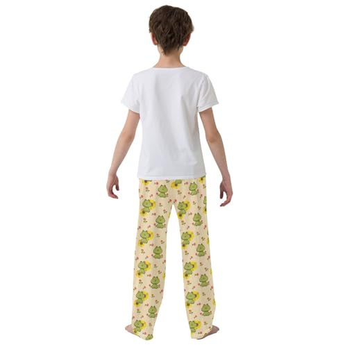 ZZXXB Frog Sunflowers Boys Long Pants Soft Trousers Elastic Waist Kids Lounge Bottoms with Pockets S-XL3