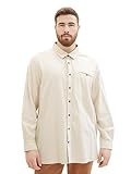 TOM TAILOR Herren Plussize Regular Fit Hemd mit Brusttasche, off white tonal structure, 2XL