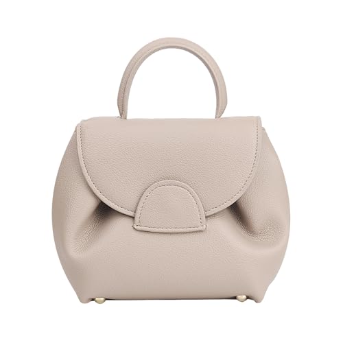 Bolsas Polene para mulheres, bolsas femininas com alça superior, bolsas de grife para mulheres, mini bolsa de ombro de couro sintético, Elefante cinza, Small