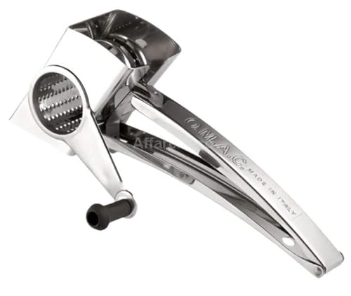 OMAC S.R.L. Handreibe aus Edelstahl, Reibe mit Kurbel.