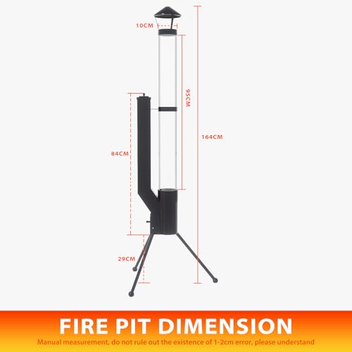 Beneouya 164 cm Raketenofen mit Glasrohr, Feuersäule und Pelletofen, Terrassenheizer und Gartenkamin für den Garten und die Terrasse