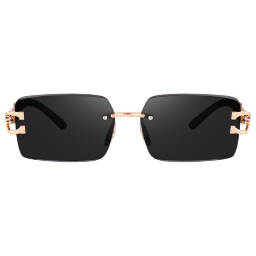 Image of Dervin UV Protected Rectangular Rimless Sunglasses for Men and Women