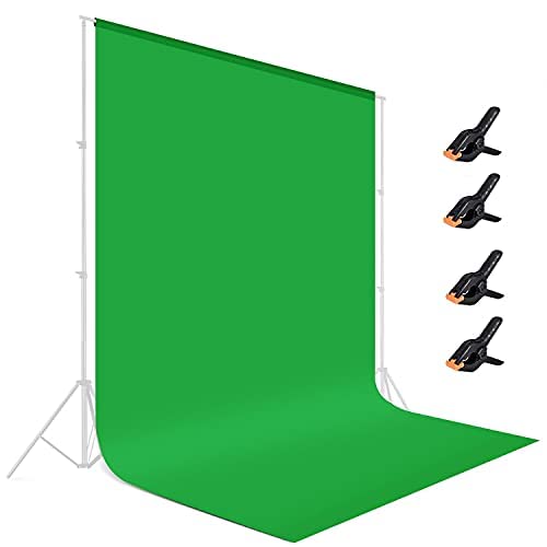 UTEBIT 7x10ft Green Screen Backdrops with 4 Pack Spring Clamps Collapsible 2x3m Polyester Green Background Photo Booth Green Screen Sheet for Photography Video Television Studio