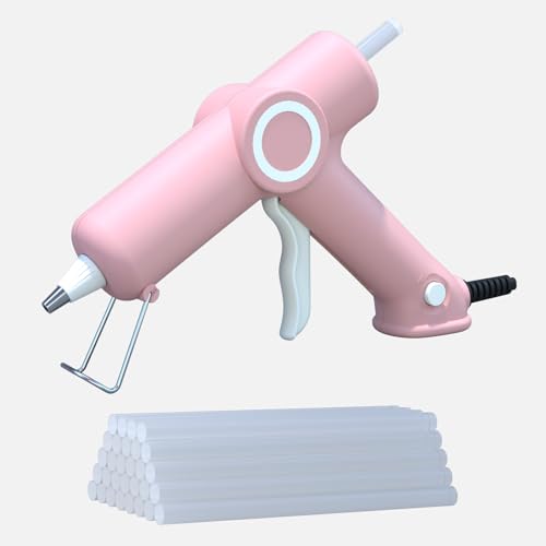 HHYSSG Pistola de pegamento caliente de 20 W con 30 palos de pegamento caliente, adecuada para pequeños proyectos de bricolaje y reparaciones rápidas en la oficina (Rosa, s)