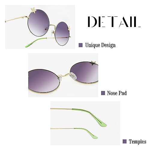 FAA'N Kids Sunglasses Boys Girls Fashion Metal Party Y2k Round Sunglasses with Star4