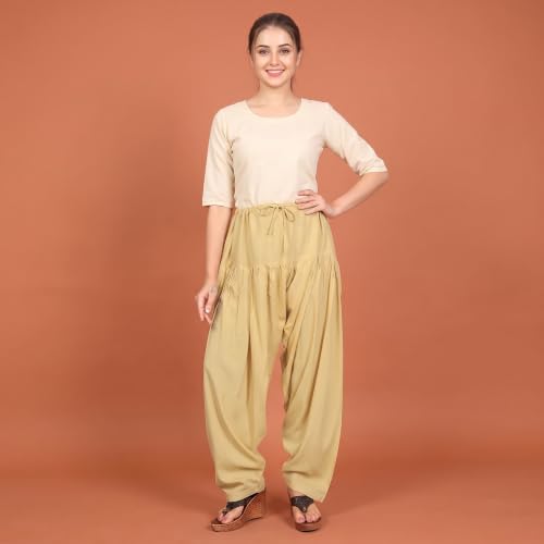 Image of FASHION GALLERY Women's Rayon Relaxed Fit Patiala Salwar with Full Length Drawstring Closure Type and Flexible Waist | Patiala Pant for Woman Free Size Fit Upto XXL