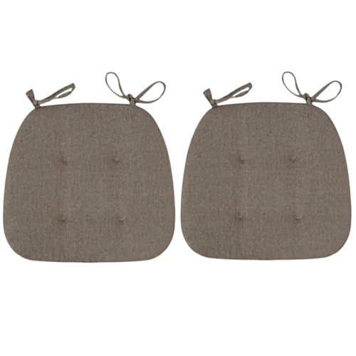 OUKEYI Brown Chair Cushions for Dining Chairs Kitchen Seat Pads Room with Ties Indoor Non Slip 17x16 inch Foam Chair Pads, 2 Pack
