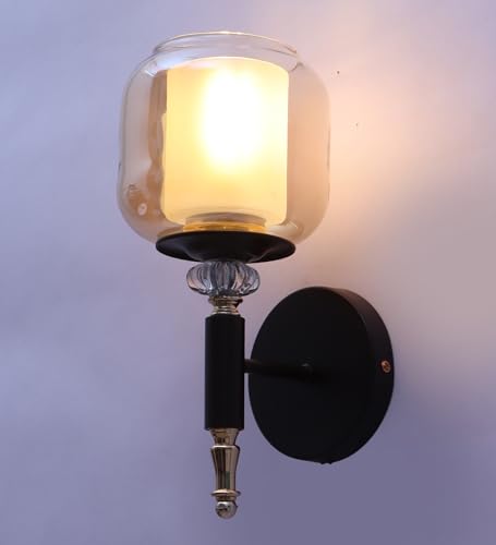 Image of ELAINTE Premium Wall Light | | Elegant Glass Wall Lamp for Living Room & Hallway | 3 Years Warranty | Free Bulb (Velora-Single)