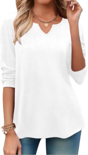 Image of Zeagoo Long Sleeve Shirts for Women Fall Tops Casual Dressy V Neck Blouses Boho Tunic Western Clothes Vacation Outfits