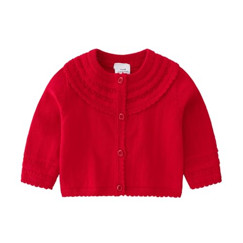 Baby Girl Cardigan Shrug Button Closure Cotton Ruffle Collar Knit Sweater