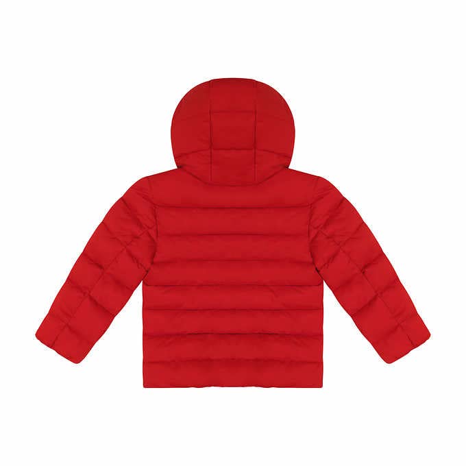 Gerry Kids' Jersey Lined Jacket, Color Red, Winter coat snow, Hand warmer pockets, insulated bubble jacket with attached hood4