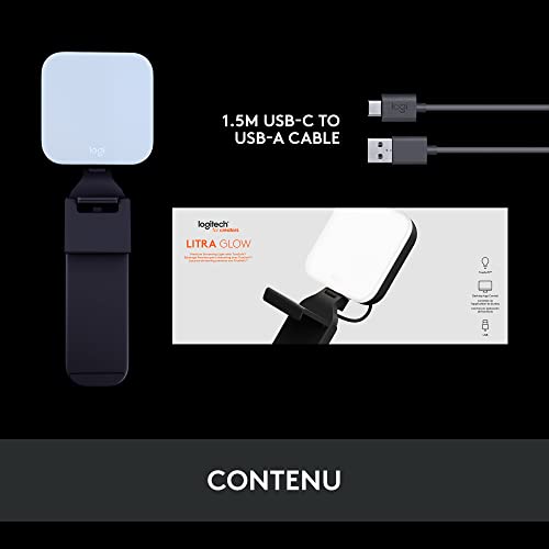 Logitech Litra Glow Premium Lumière LED Streaming avec TrueSoft - Lumière ordinateur pour vidéoconférences, Zoom, support ajustable & app contrôle pour PC/Mac - Graphite